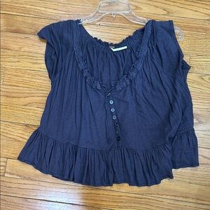 Women's Navy Ruffled Top